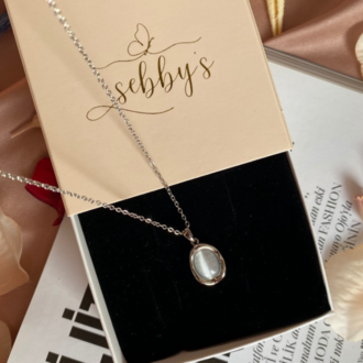 silver white stone kolye | çelik