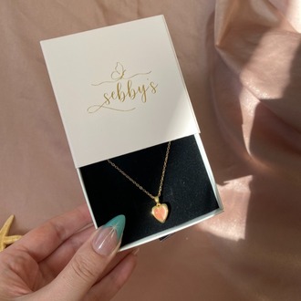 gold pink heart kolye | çelik