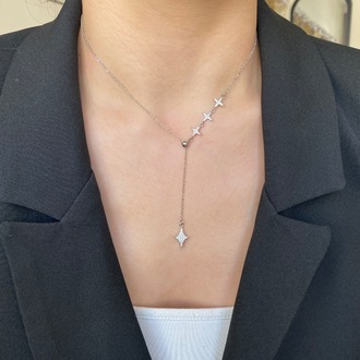 silver asansörlü sparkle kolye | altın kaplama