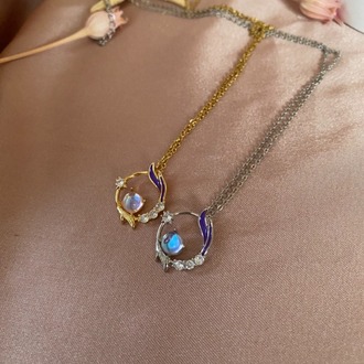opal taşlı tasarım kolye | çelik
