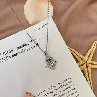 silver hamsa kolye | çelik