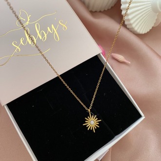 gold mini beyaz kutup yıldızı kolye | çelik