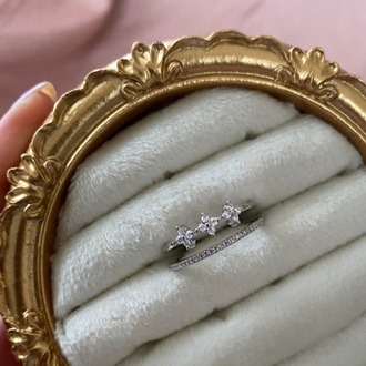 silver iki sıralı çiçek yüzük | altın kaplama