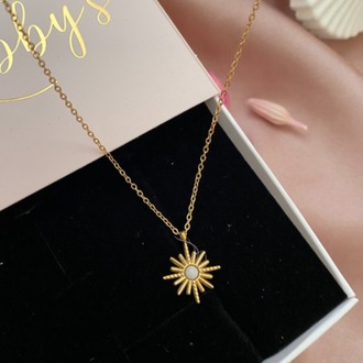 gold mini beyaz kutup yıldızı kolye | çelik