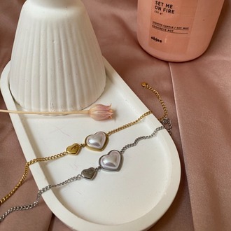 pearly heart bileklik | çelik