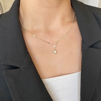 gold luna kolye | altın kaplama