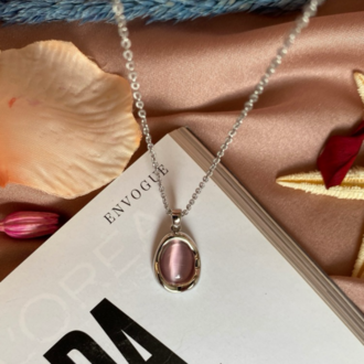 pink stone kolye | çelik