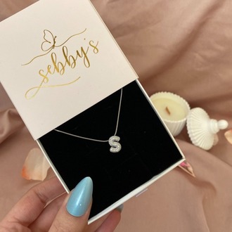silver taşlı harf kolye | çelik