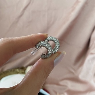 silver taşlı halka küpe | altın kaplama
