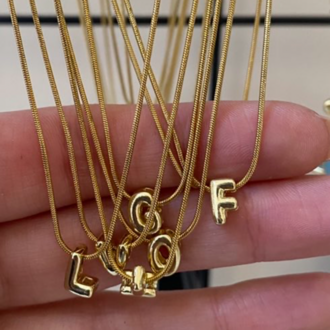 gold mini bubble harf kolye | çelik