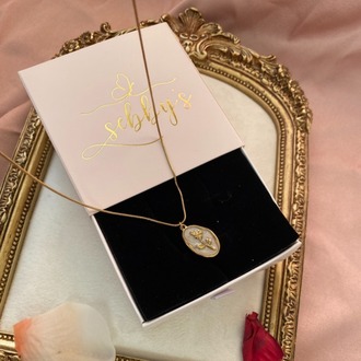 gold gül kolye | çelik