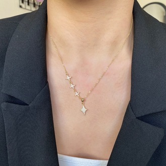 gold asansörlü sparkle kolye | altın kaplama