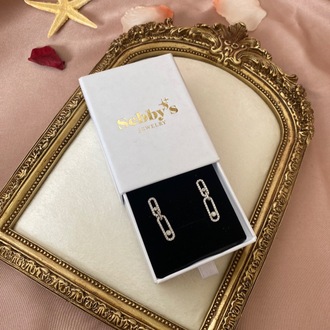 silver linked küpe | altın kaplama