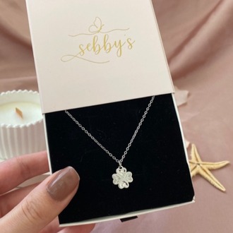silver mini yonca kolye | çelik