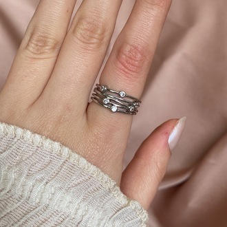 silver harmony layers yüzük | altın kaplama