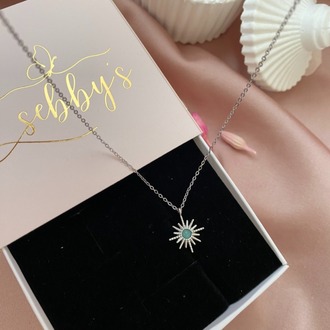 silver mini mavi kutup yıldızı kolye | çelik