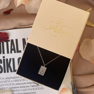 silver güneş plaka antik kolye | çelik
