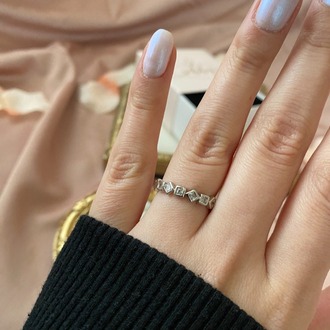 silver asimetrik taşlı yüzük | altın kaplama