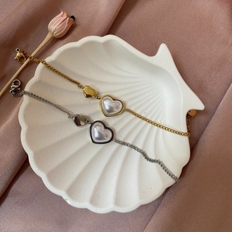 pearly heart bileklik | çelik
