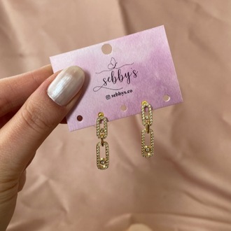 gold linked küpe | altın kaplama