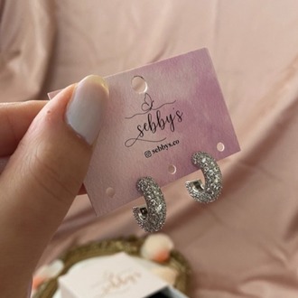 silver taşlı halka küpe | altın kaplama