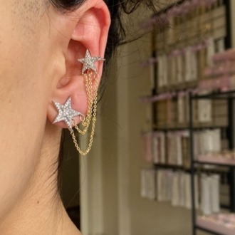 yıldız küpe&earcuff | altın kaplama