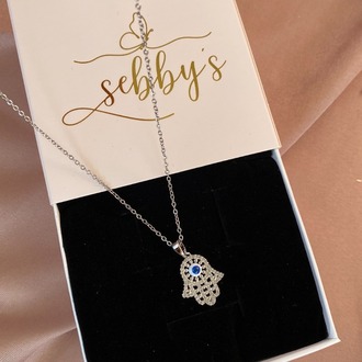 silver hamsa kolye | çelik