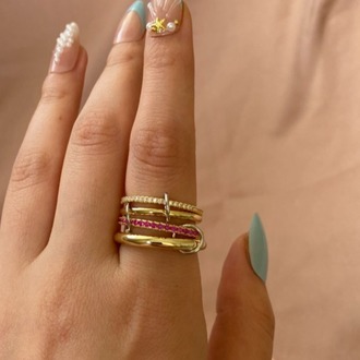 gold pink spinelli yüzük | altın kaplama