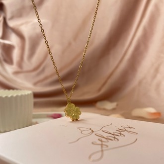 gold mini yonca kolye | çelik
