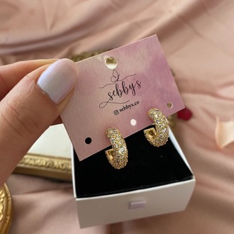 gold taşlı halka küpe | altın kaplama