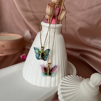 rainbow butterfly kolye | çelik