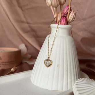 mini diamond heart kolye | çelik