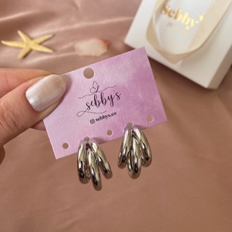 silver trinity küpe | altın kaplama