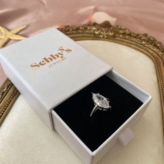 silver grand marquise yüzük | altın kaplama