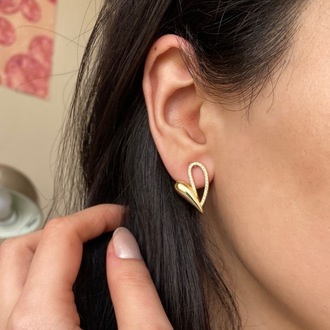gold amor küpe | altın kaplama
