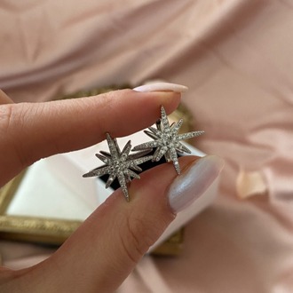silver sparkle küpe | altın kaplama