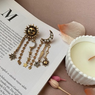 bronz sun&moon küpe | altın kaplama