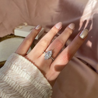 silver grand marquise yüzük | altın kaplama