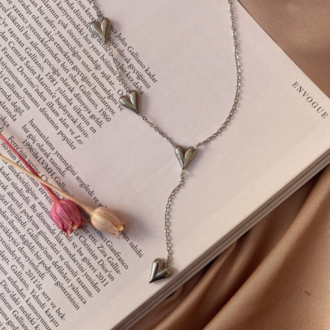 silver hearts kolye | çelik