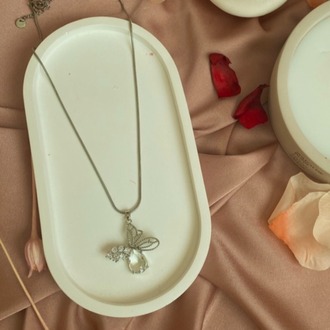 silver kelebek kolye | çelik