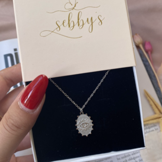 silver göz antik kolye | çelik