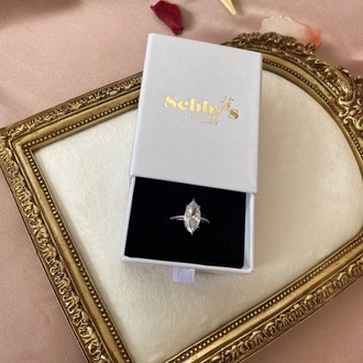 silver grand marquise yüzük | altın kaplama