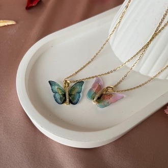 rainbow butterfly kolye | çelik
