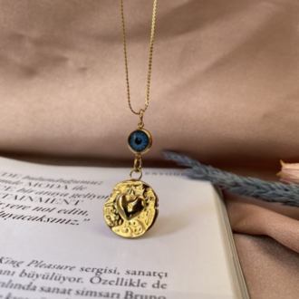 gold plaka III kolye | çelik