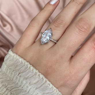 silver grand marquise yüzük | altın kaplama