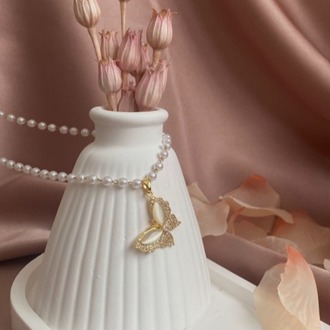pearly butterfly kolye | çelik