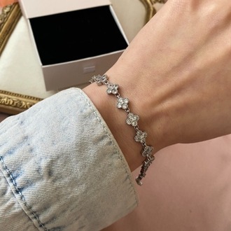 silver yonca bileklik | altın kaplama