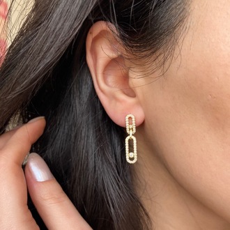 gold linked küpe | altın kaplama