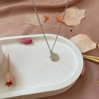 silver mini yonca kolye | çelik