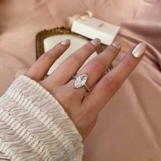 silver grand marquise yüzük | altın kaplama
